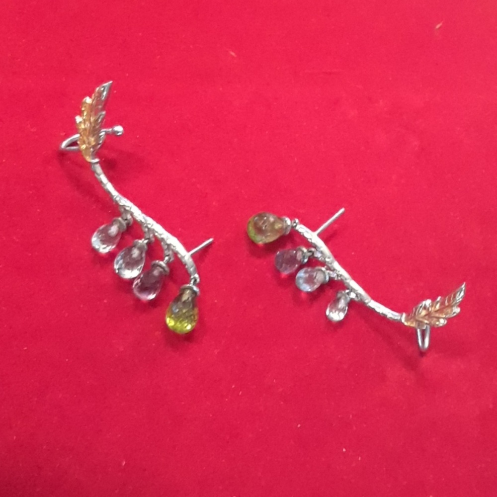 Multi gemstones briolite Earrings in silvertone